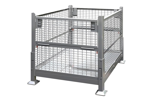 Collapsible Rigid Wire Container Dual Drop Gate